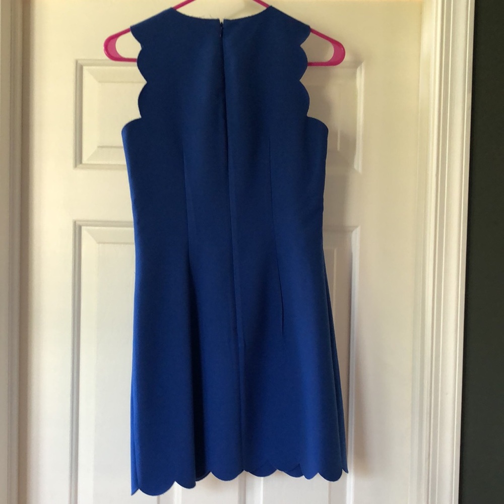 J Crew Royal Blue Scalloped Shift Dress - Picture 2 of 3